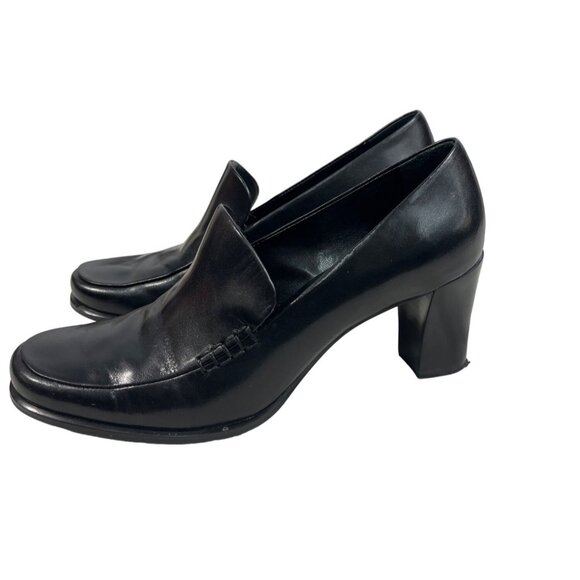 Franco Sarto Womens Black Nolan Tailored Heeled Loafers Sz 8 - Picture 2 of 12